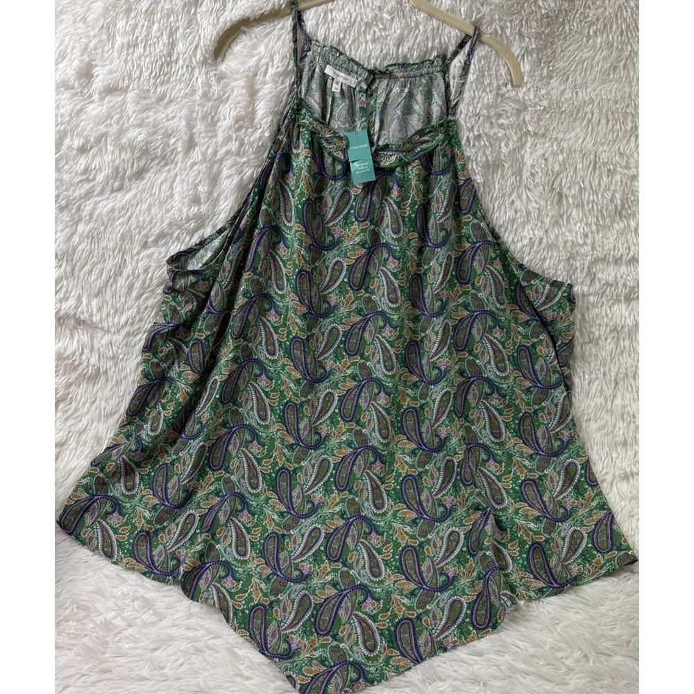 Maurices Women Size 3X Paisley Handkerchief Hem Tank Top Boho Festival NWT Rayon